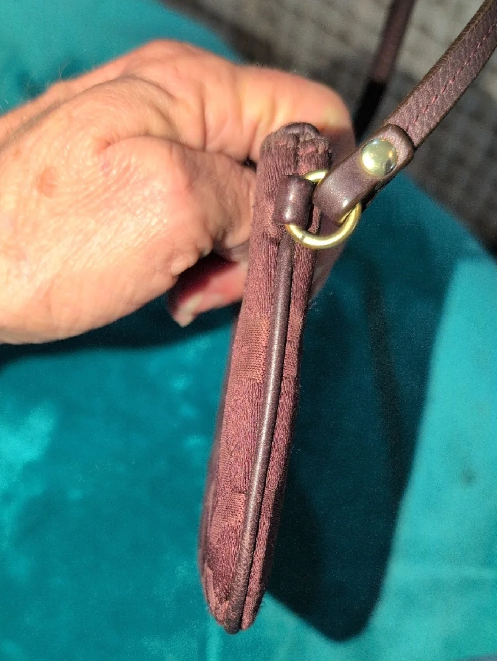 Coach Chocolate Brown Sig Op Art Wristlet